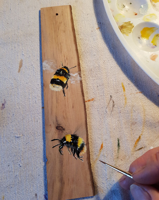 Hand-Painted Bee Wooden Bookmark by Bird in France