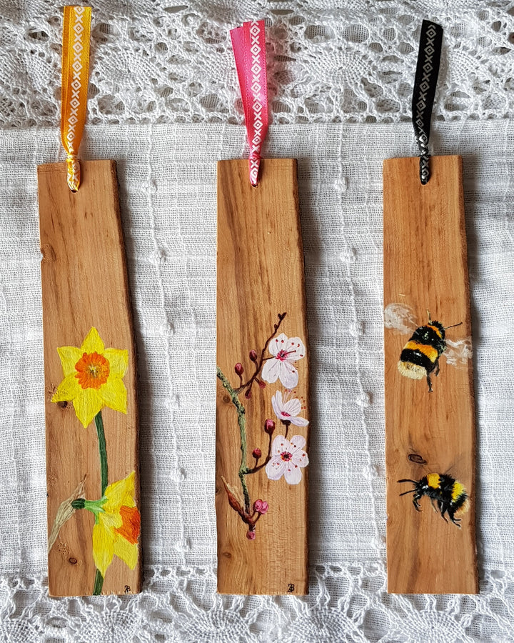 Collection of Hand-Painted Wooden Bookmarks by Bird in France