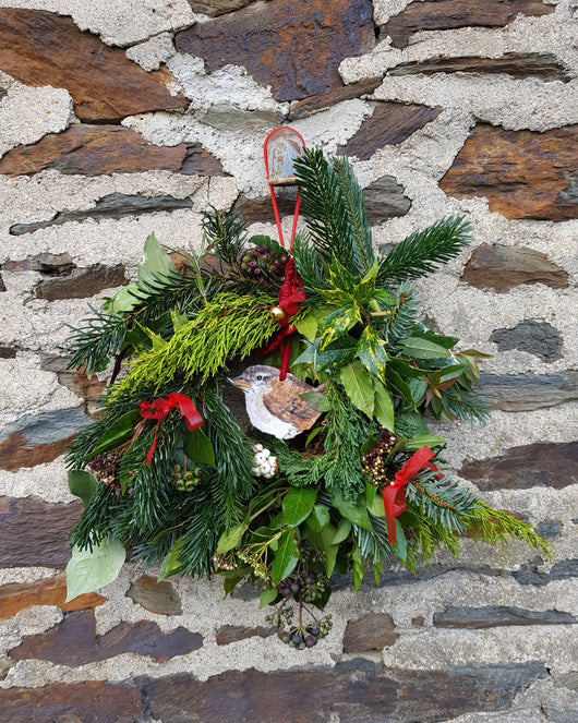 Hand-Painted Wren on Vintage Breton Slate | Hanging Decorations by Bird in France