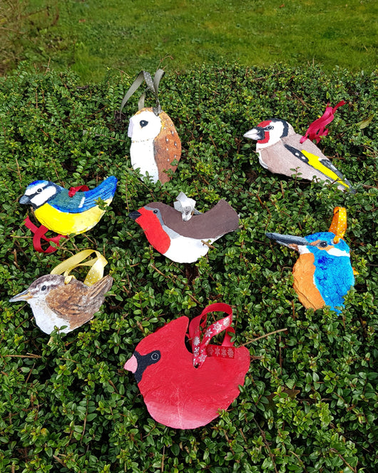 Hand-Painted Red Robin on Vintage Breton Slate | Hanging Decorations by Bird in France