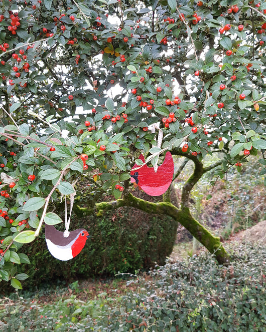 Hand-Painted Red Robin on Vintage Breton Slate | Hanging Decorations by Bird in France