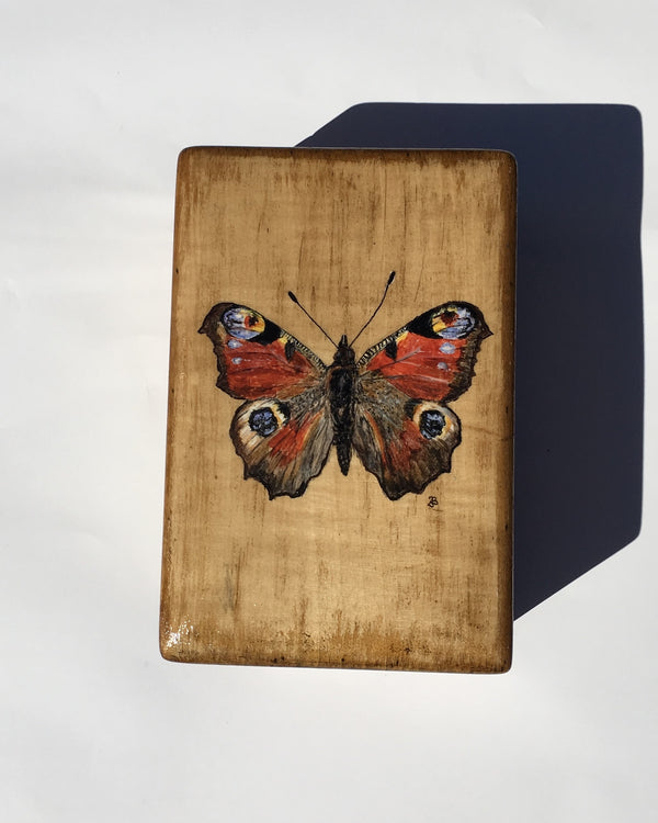 Hand-painted Butterfly Design on a Vintage Trinket Box by Bird in France
