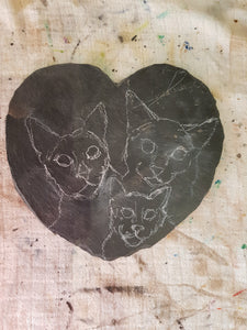 Commission - Acrylic Pet Portrait on a slate heart
