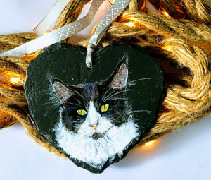 Commission - Acrylic Pet Portrait on a slate heart