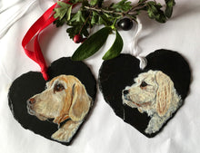 Load image into Gallery viewer, Commission - Acrylic Pet Portrait on a slate heart