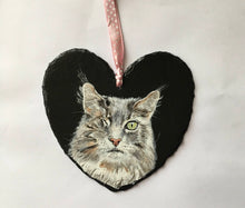Load image into Gallery viewer, Commission - Acrylic Pet Portrait on a slate heart