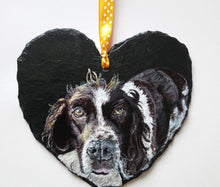 Load image into Gallery viewer, Commission - Acrylic Pet Portrait on a slate heart