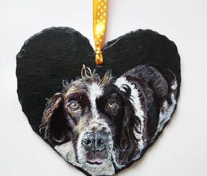 Commission - Acrylic Pet Portrait on a slate heart